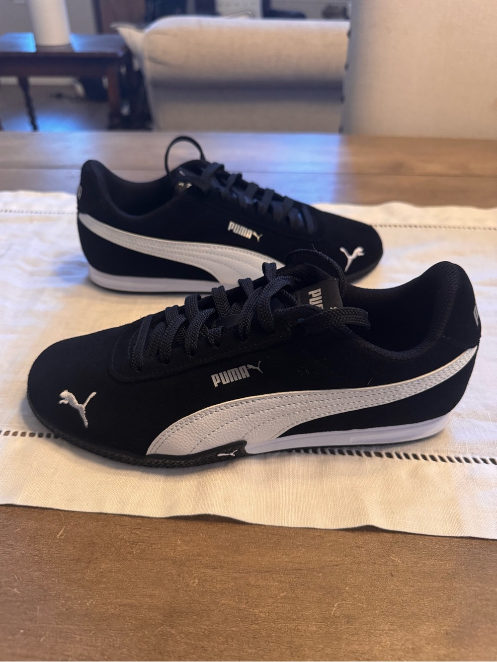Puma Bella Donna SD Fleur Sneakers Women's Size 7.5 Black White Suede